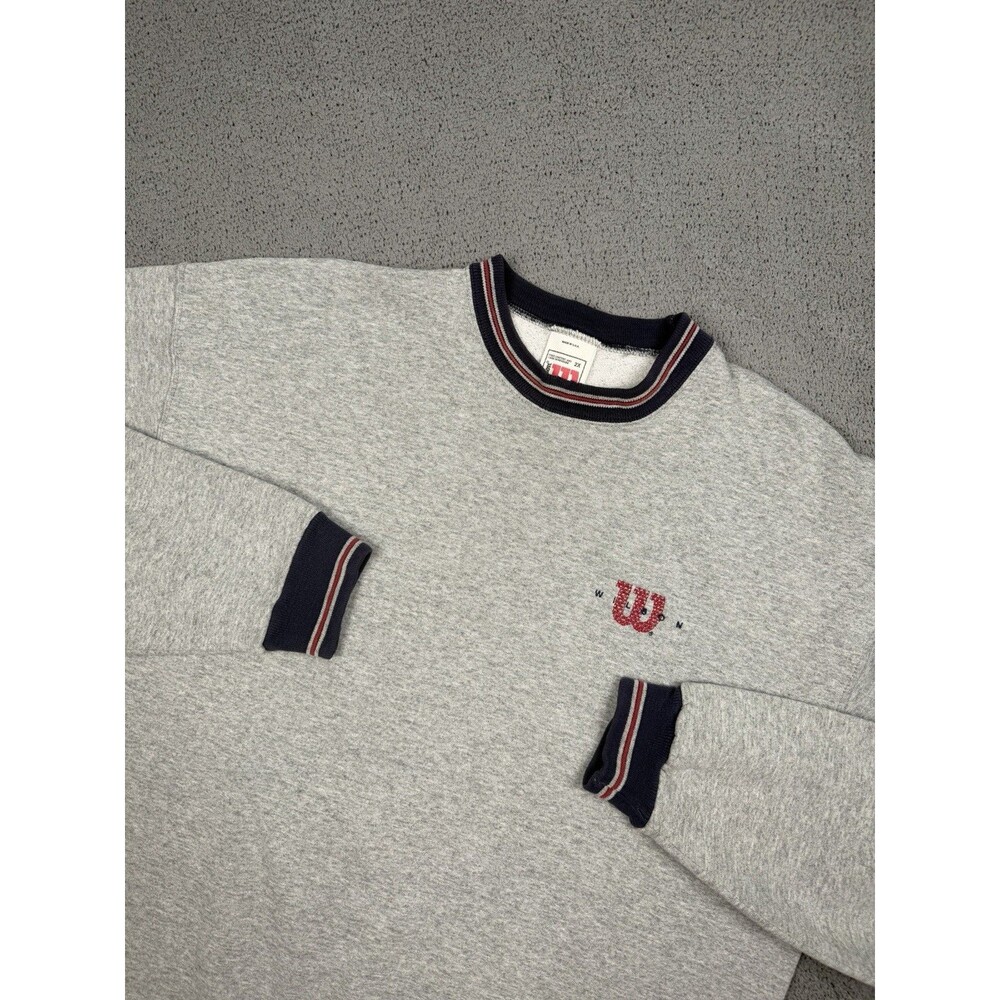 Vintage Wilson Sweatshirt Mens 2XL Gray Crewneck Pullover Made in USA 90s